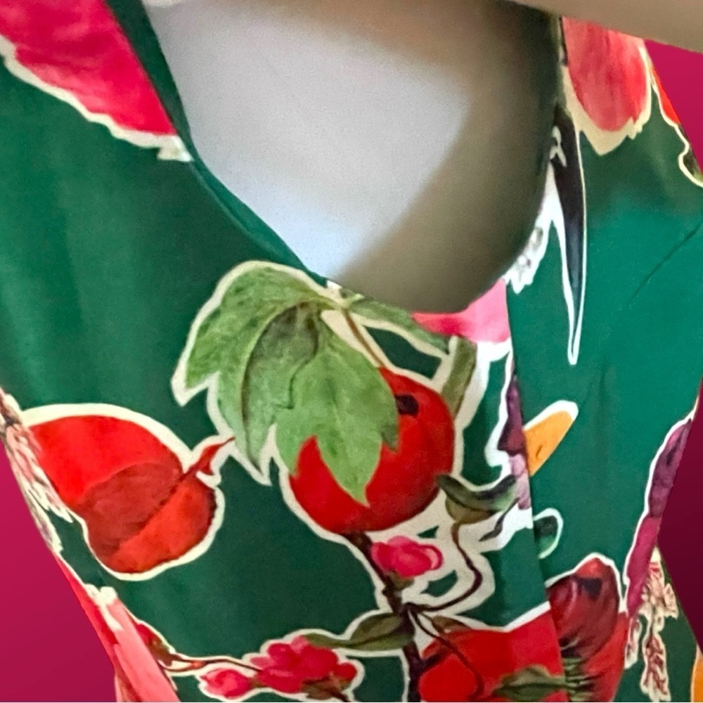 Talbots Green Floral Fit & Flare A-Line Dress - Size 8 - Picture 9 of 15